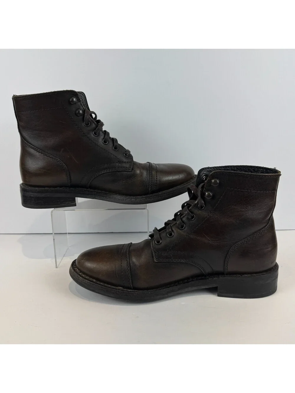 Thursday Boot Co Everyday Round Cap Toe Dark Brown Leather Lace Boots Mens Sz 9